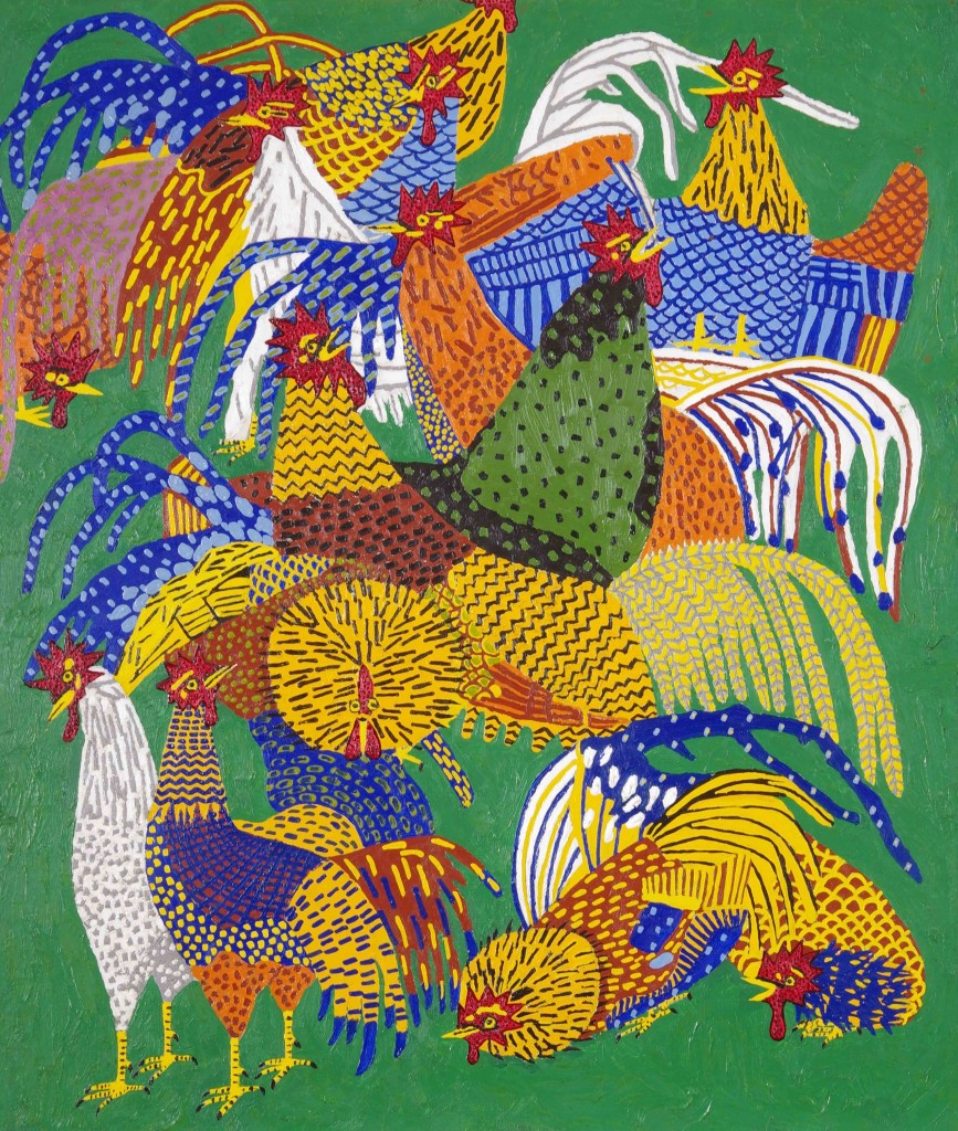 ④ 《群鶏》 油彩 1960（昭和35）年 © Kiyoshi Yamashita  STEPeast 2023