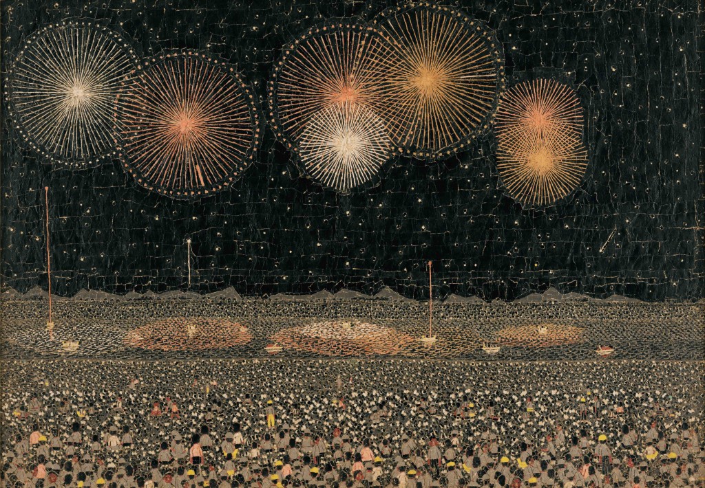 ③《長岡の花火》 貼絵 1950（昭和25）年 © Kiyoshi Yamashita  STEPeast 2023