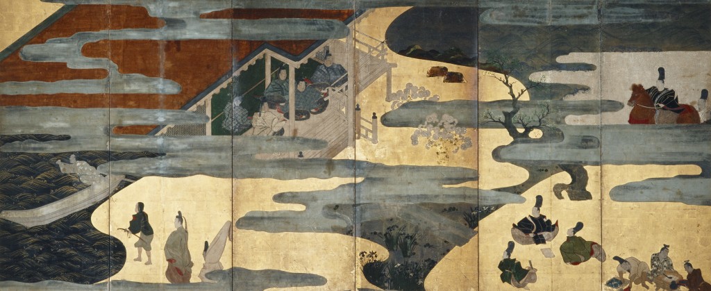 伊勢物語図屏風（左隻）伝俵屋宗達　江戸・17世紀